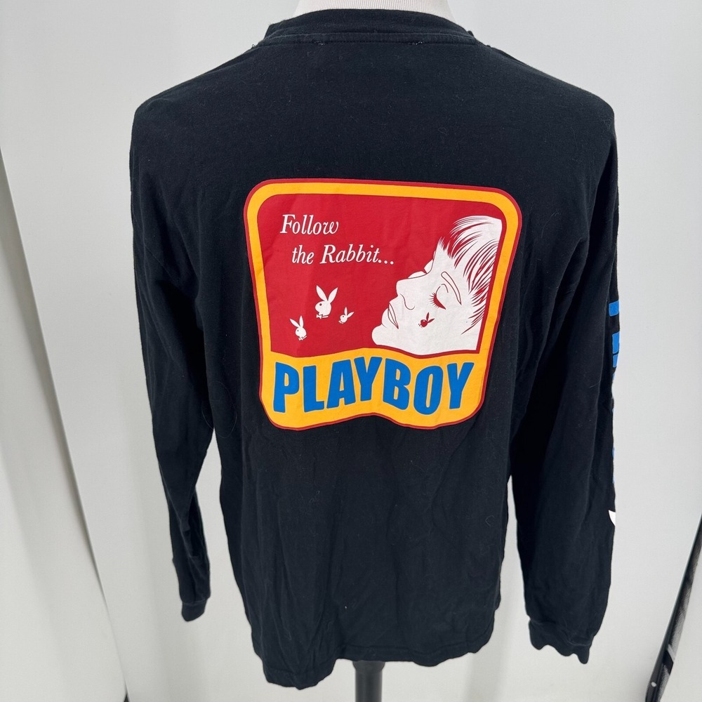 Playboy by Pacsun Pullover Shirt Follow the Rabbit MENS Black Long Sleeve LARGE